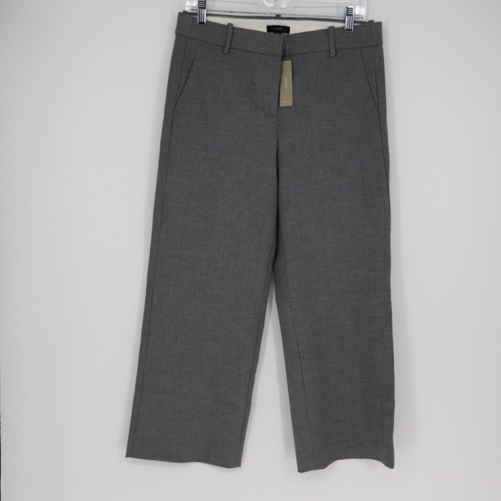 J. Crew Women's Wide Leg Cropped Gray Trouser Pant Size 10 Office Work Classic‎